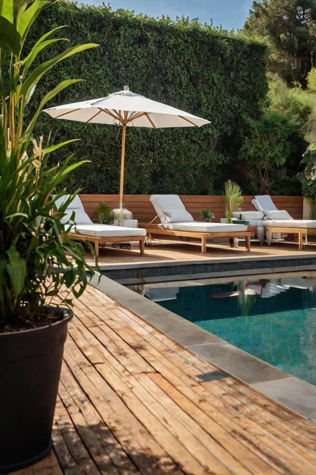 Poolside Container Terraces With Seasonal Flowers