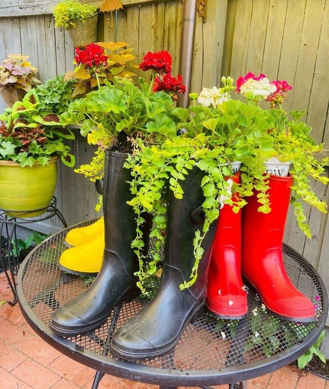 Colorful Boots Blooming Garden Planters
