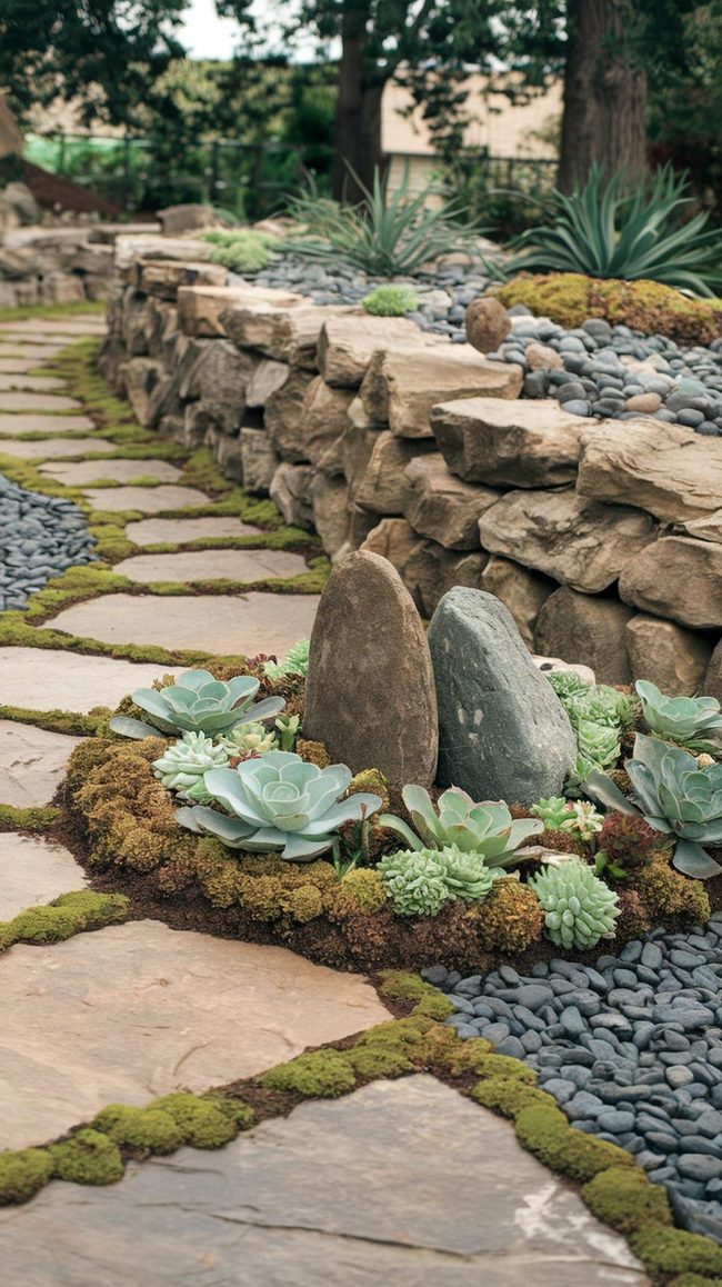 River Rocks and Moss-Covered Pathways