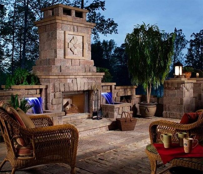 Stone Fireplace Evening Retreat