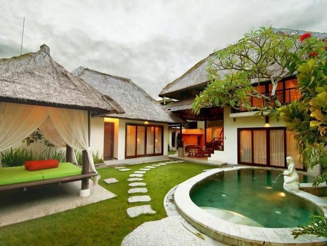 Island Pool Surrounded By Lush Green