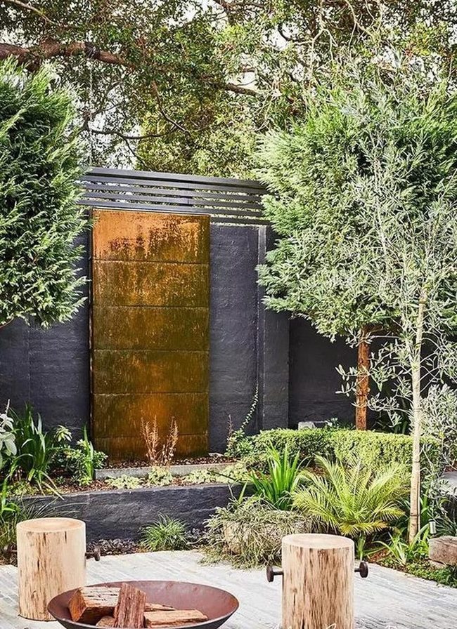 Rusty Metal Panel Garden Retreat