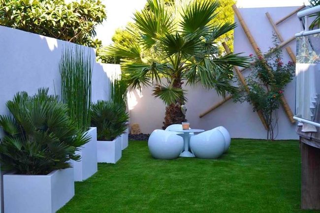 White Geometric Planters Green Garden Oasis