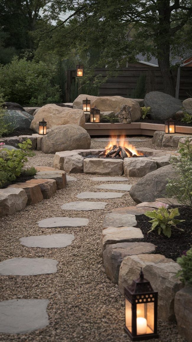 Stone Boulders And Weathered Wood Landscape