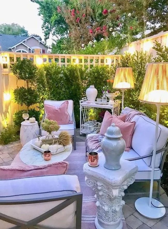 Pink Pillows White Patio Glow