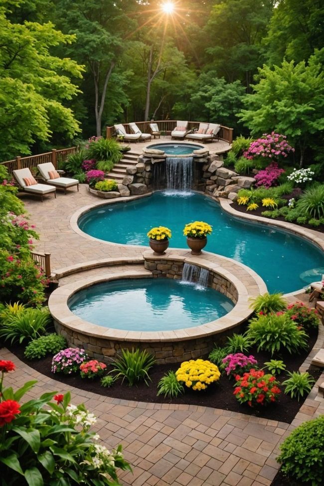 Waterfall Pool Deck Oasis