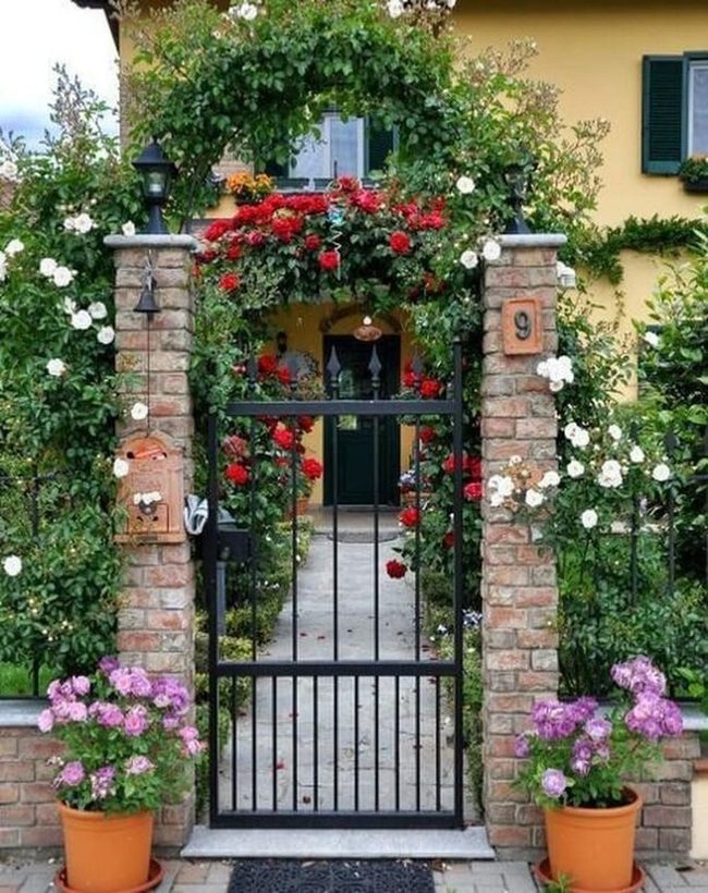 Red Roses Wrought Iron Gates