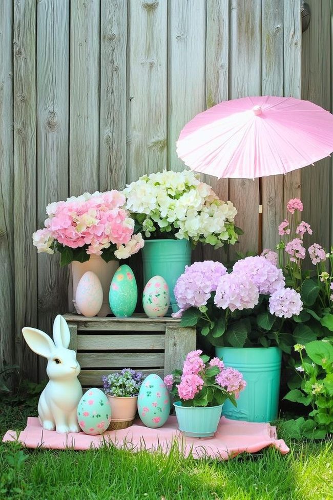 Blue Woven Bunny Spring Entryway