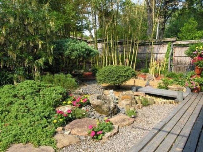 Blooming Stones And Bamboo Garden