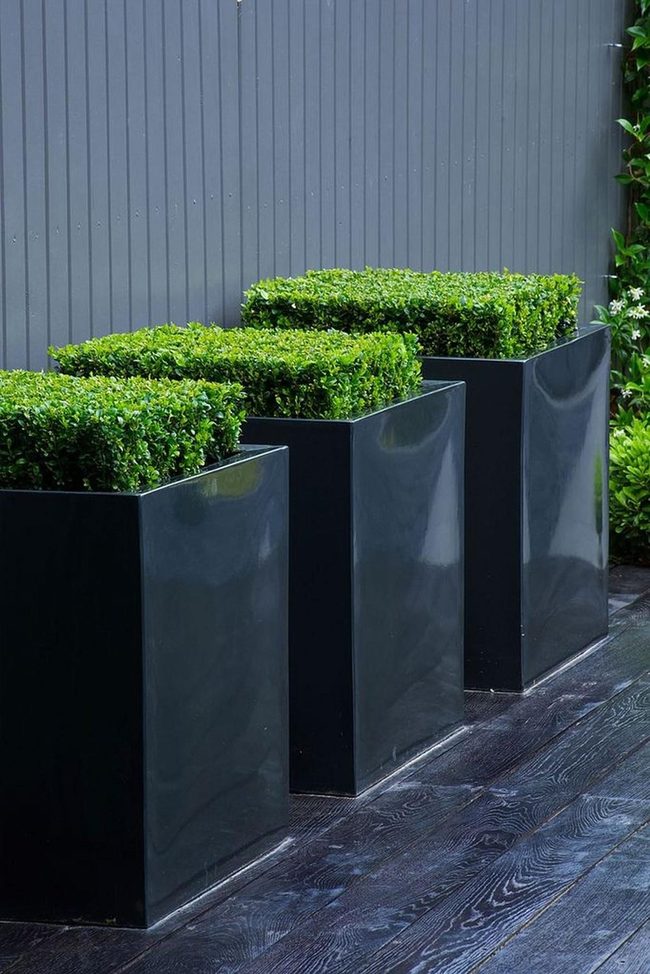 Glossy Black Planters Fresh Geometry
