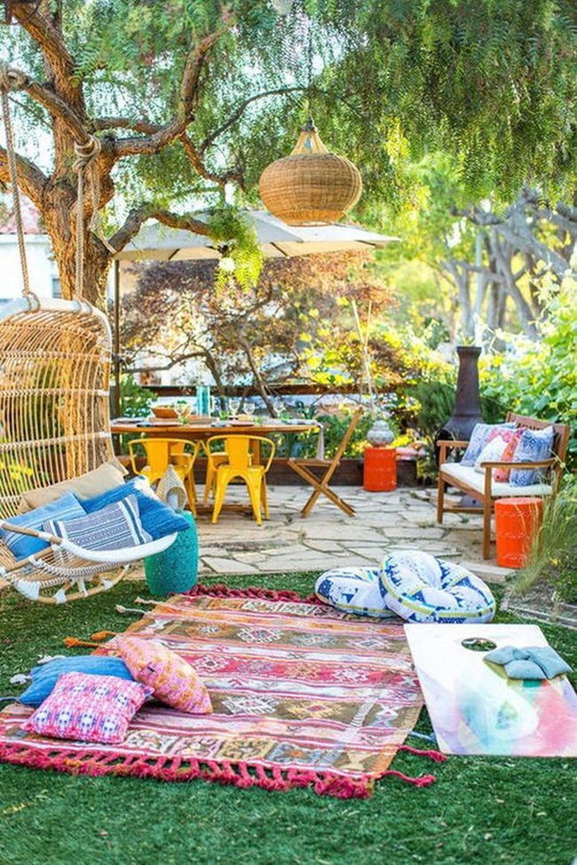 Rattan Swings Under Hanging Lights