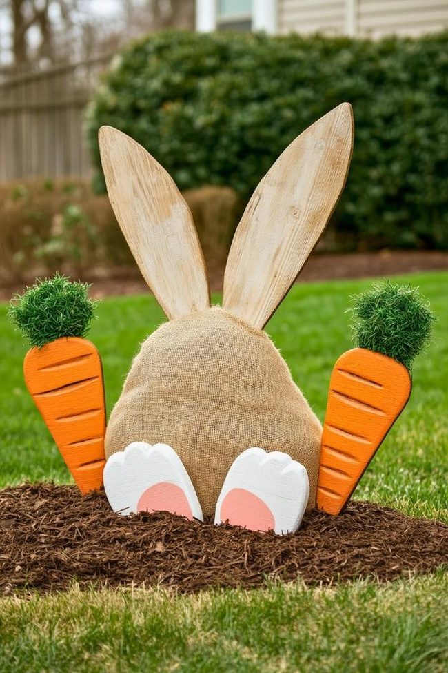 Bunny Butt With Luminous Orange Carrots