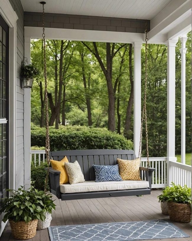 Wooden Porch Swing Seating