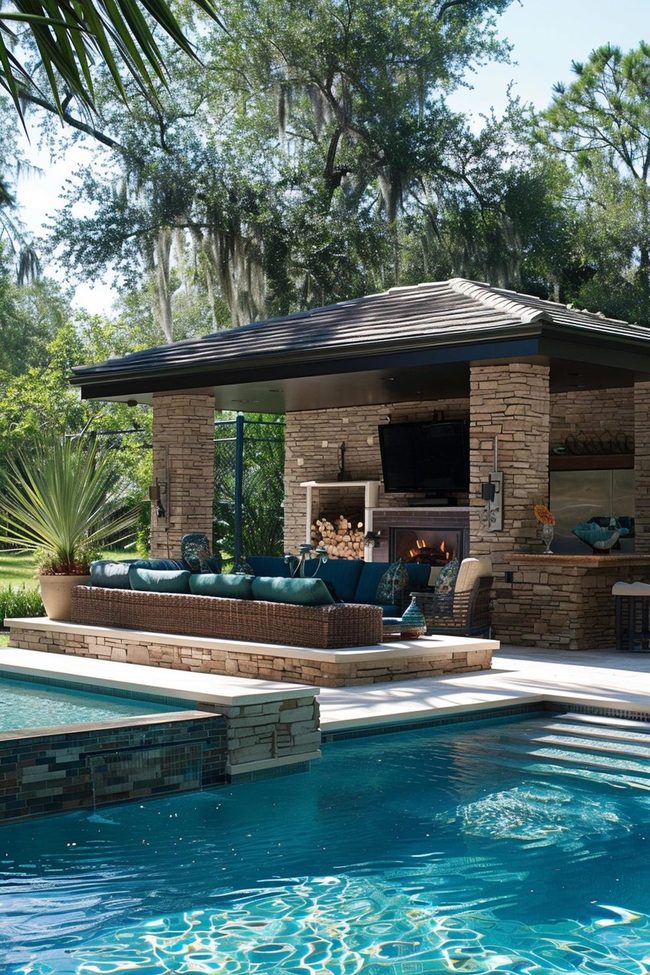 Poolside Stone Bar Station