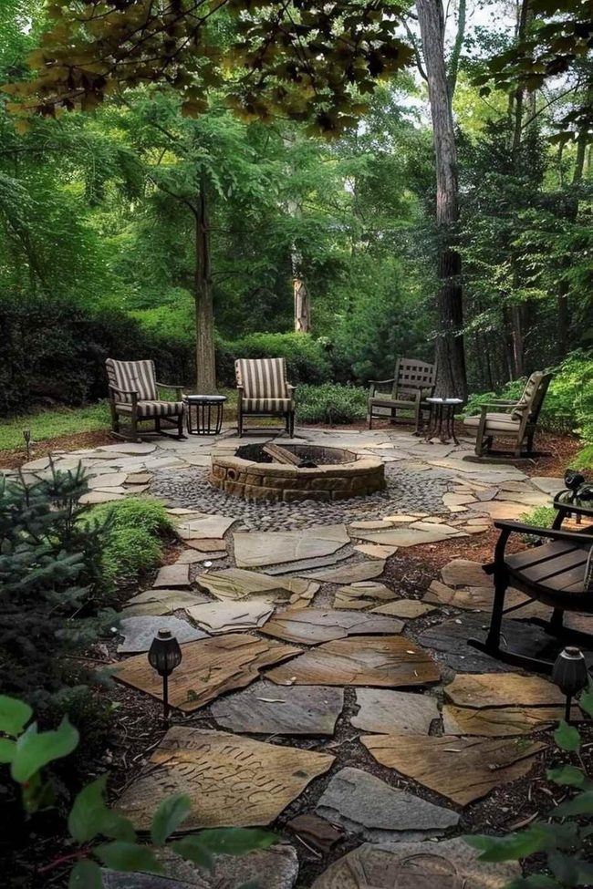 Stone Pathways With Fire Pit