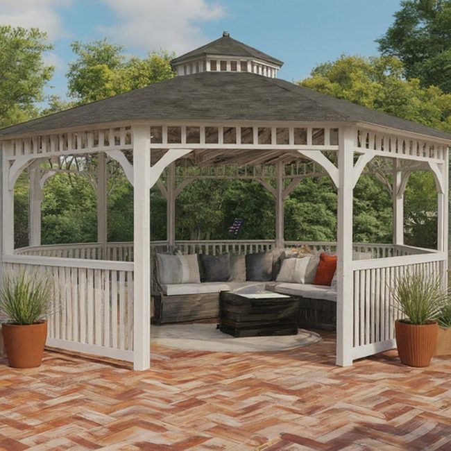 Elevated Gazebo Steps Stone Patio