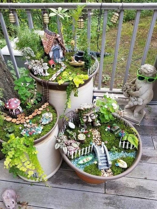 Stacked Clay Pots Miniature Garden