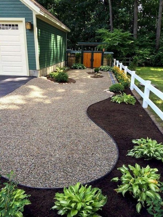 Curved Pebble Path Through Green