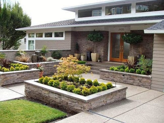 Cascading Stone Fountain Entryway