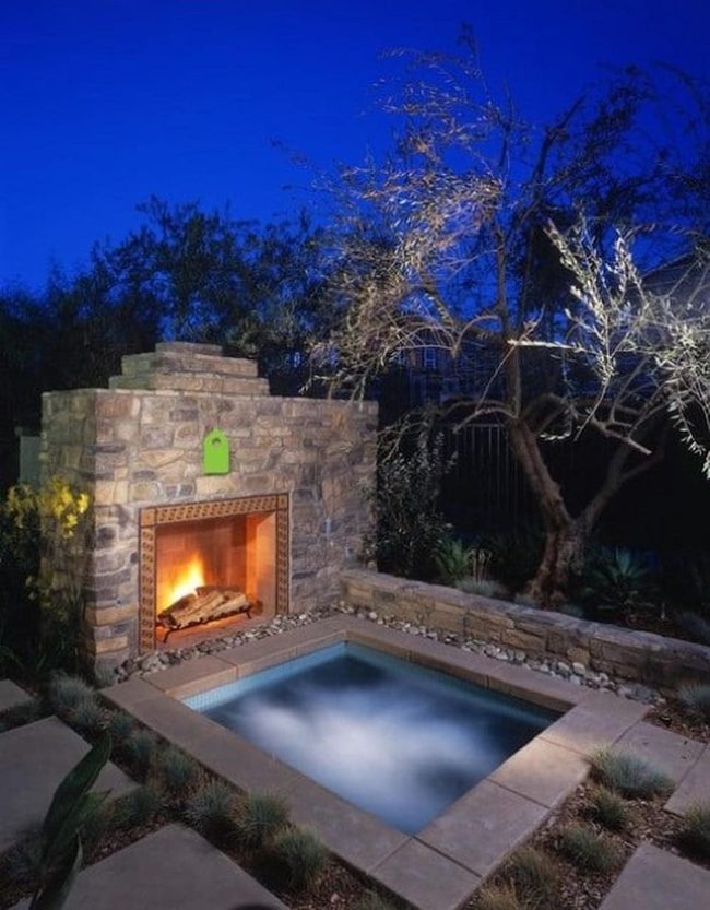 Poolside Fireplace For Outdoor Living