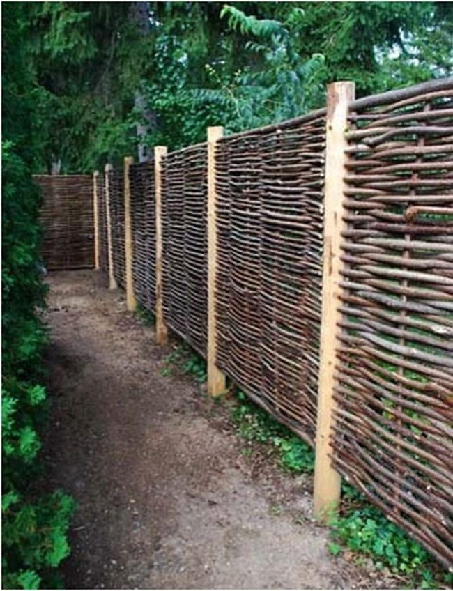 Woven Sticks Modern Fence