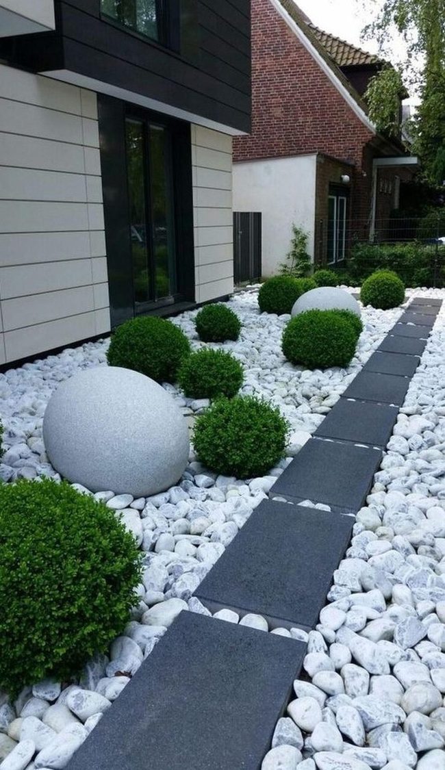 White Stones Gray Spheres Modern Landscape