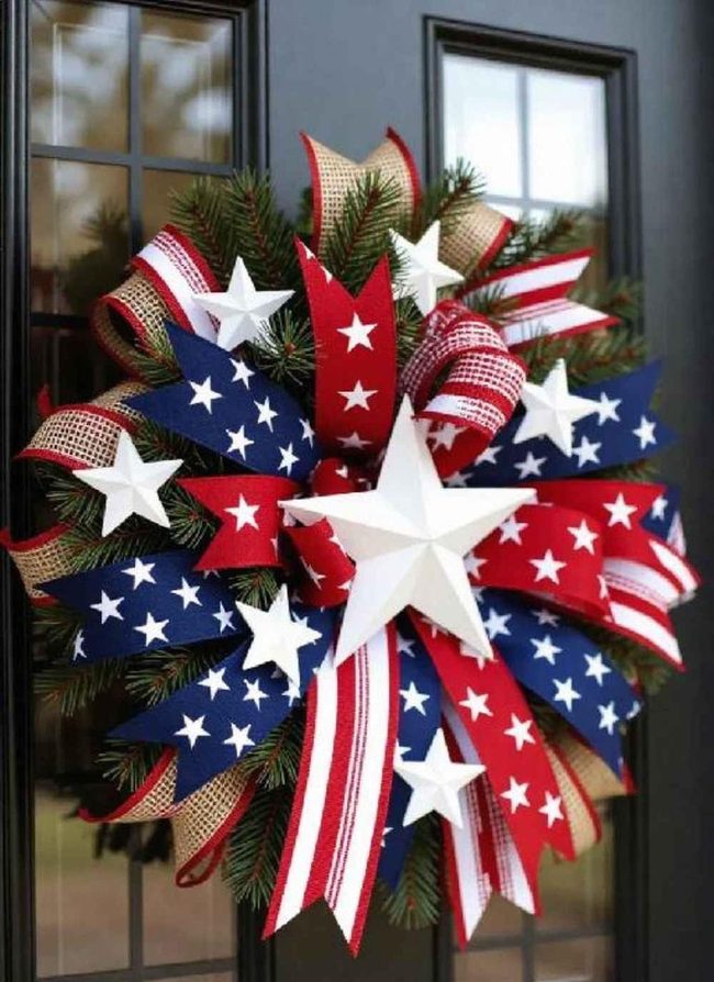 Patriotic Red White Blue Wreaths