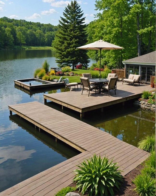 Water-Level Wooden Platform