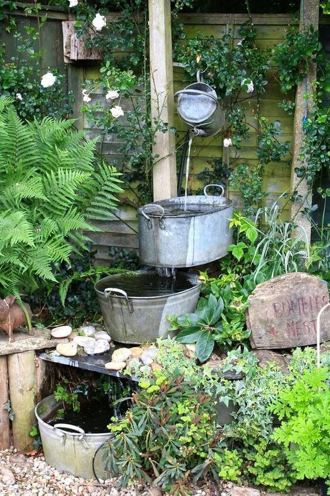 Stacked Metal Water Sanctuary Garden
