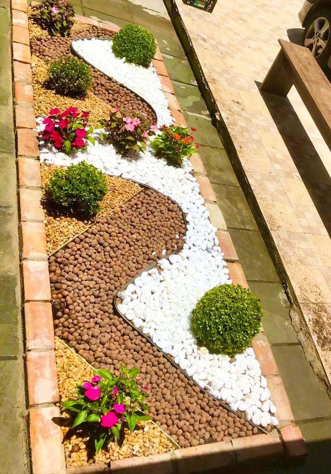 Stone Path Through Flowering Garden