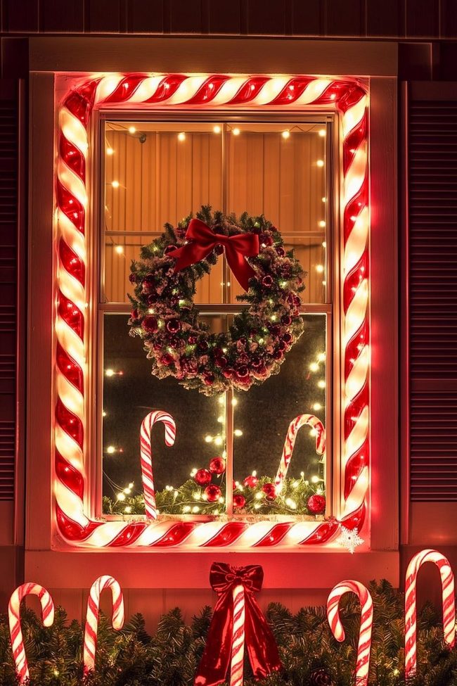 Striped Red White Window Lights