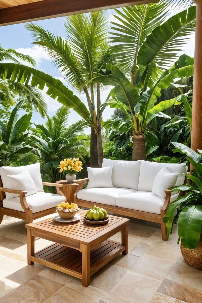 Honey-Toned Teak Patio Furniture