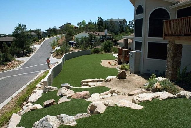 Evergreen Slope With Stone Structure