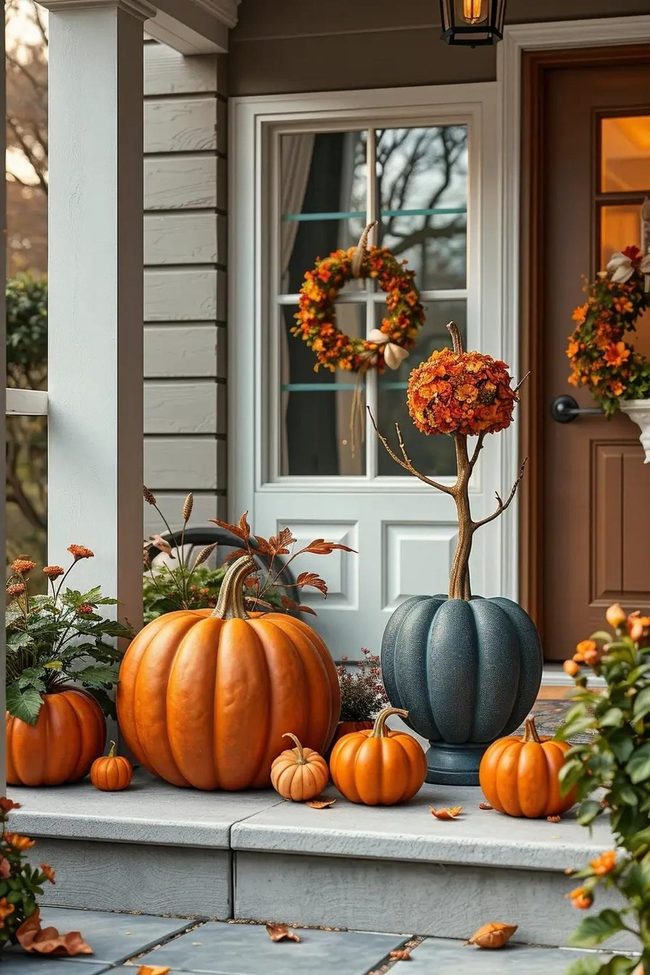 Sculptural Pumpkins with Metallic Finishes