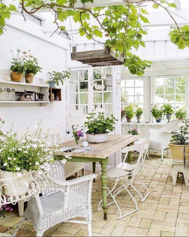Glass Greenhouse Morning Coffee Retreat