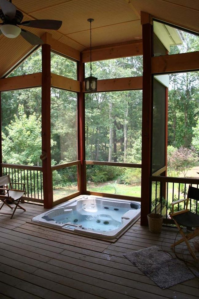 Outdoor Spa With Frameless Glass Views