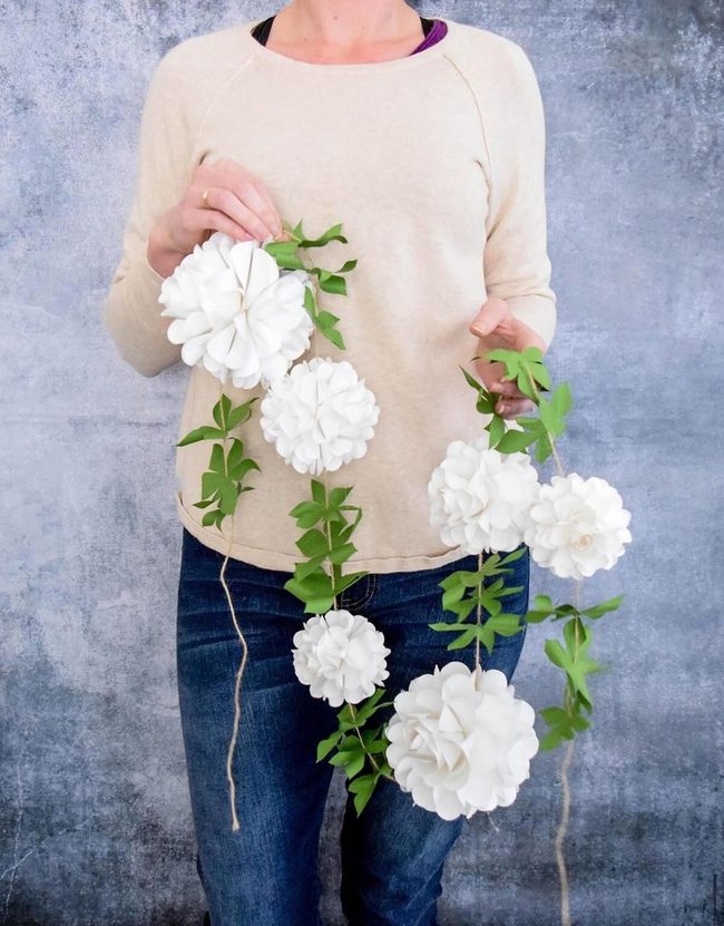 White Blooms With Trailing Green