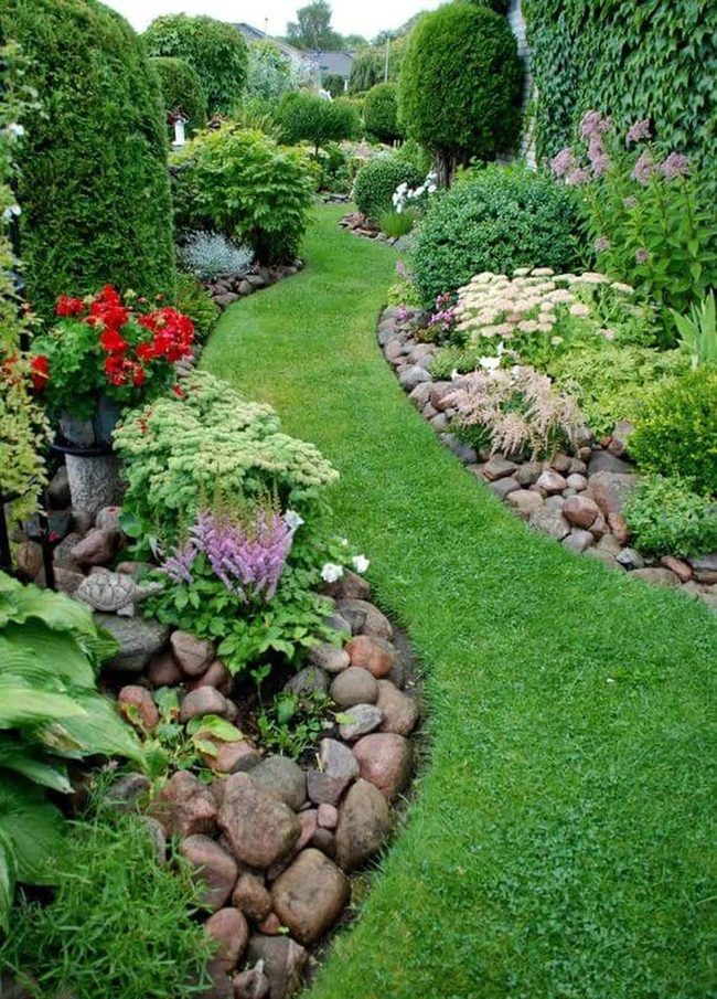 Winding Stone Paths Through Flowering Gardens