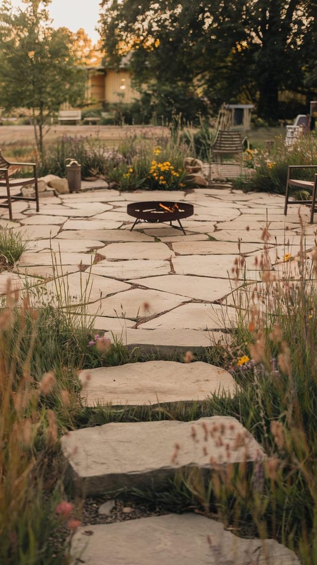 Evening Flagstone With Understated Ground Lights