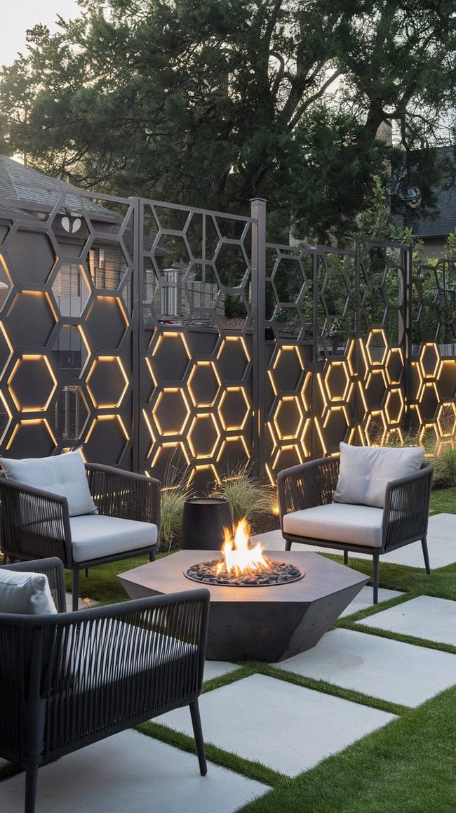 Geometric Metal Fence Statement