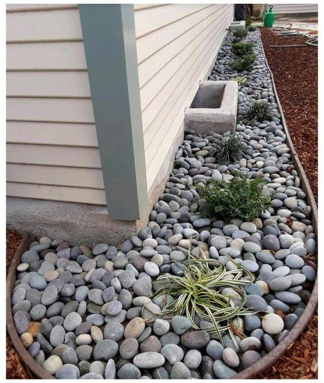 Smooth River Stones Mixed Greenery