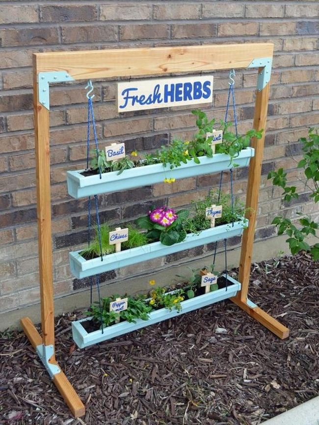 Light Blue Herb Tower Wall Garden