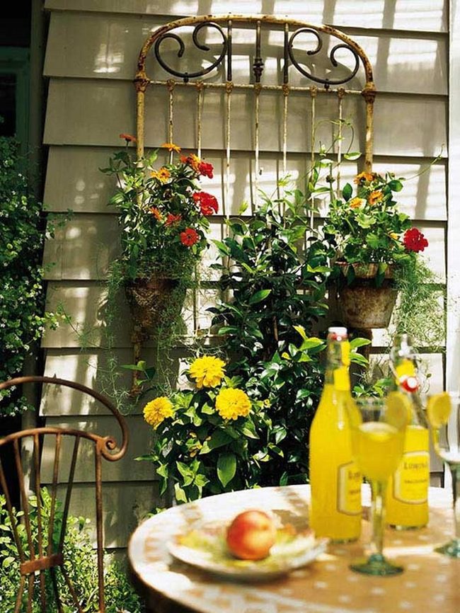 Iron Trellis With Cascading Blooms