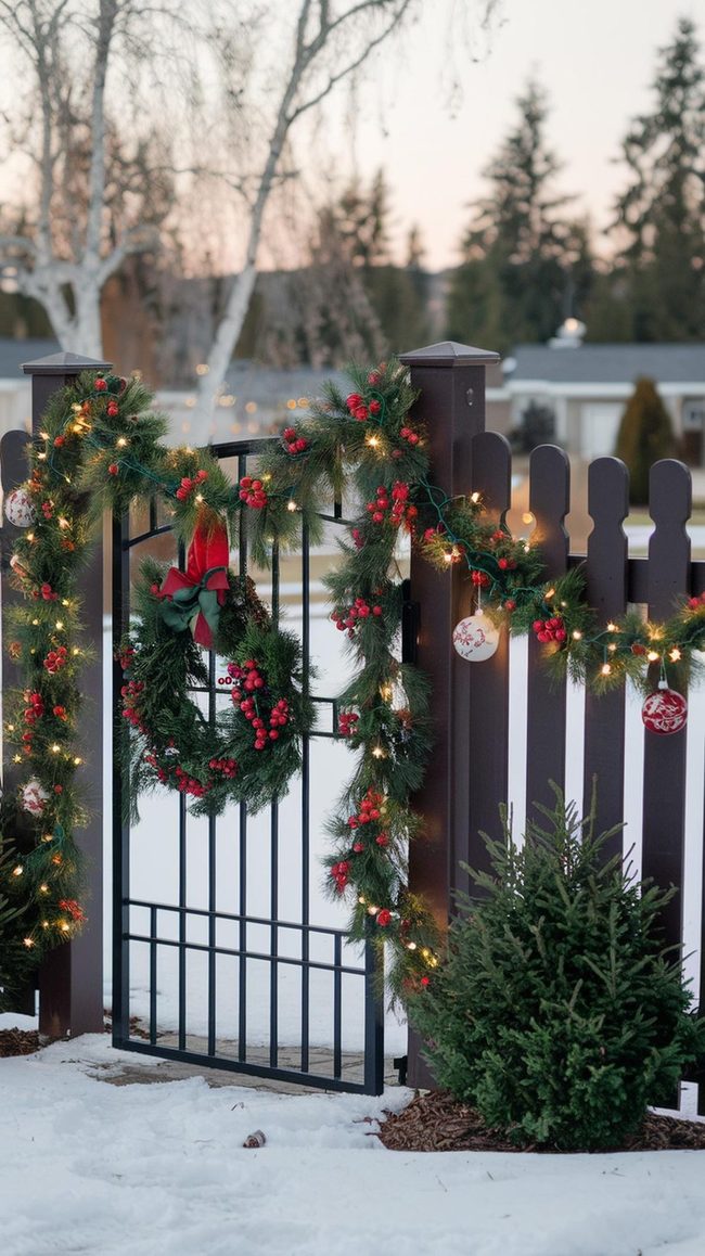 Golden String Lights Frame Property Gates