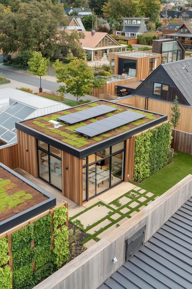 Solar Panels Wood Living Wall