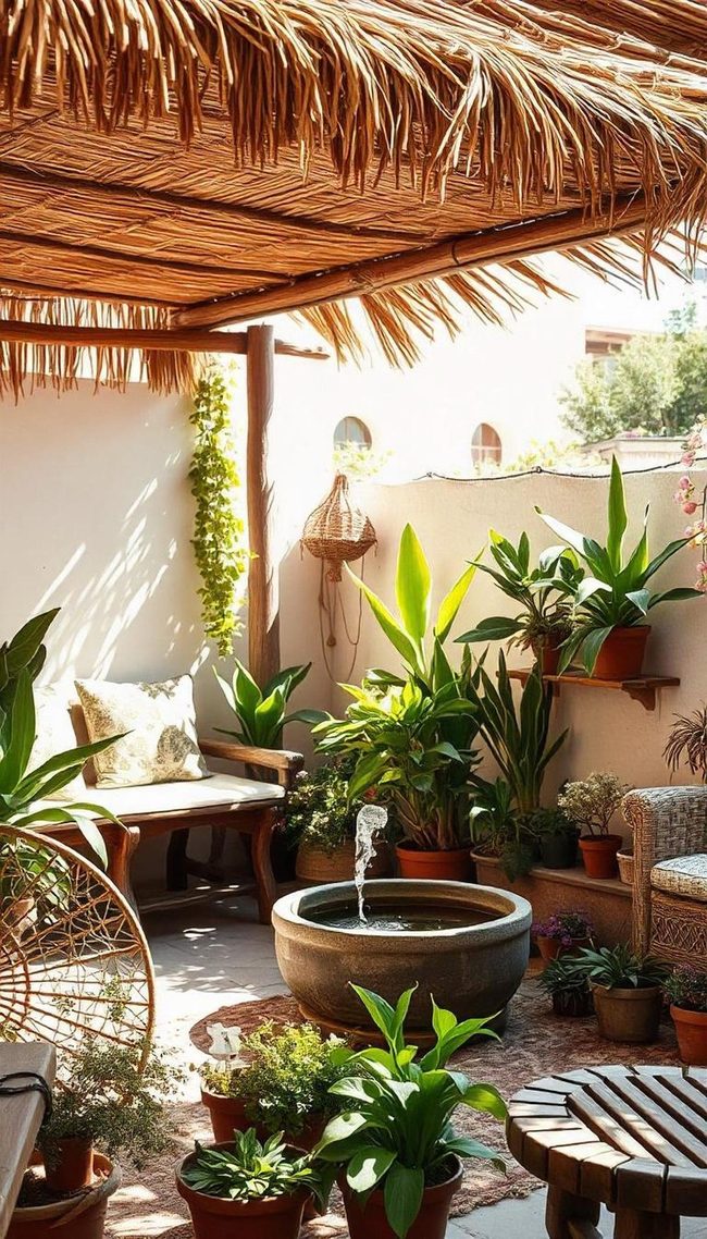 Covered Patio With Integrated Fireplace Grill