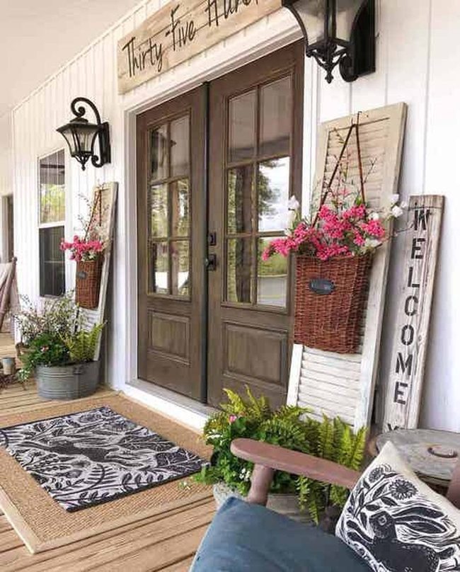 Cascading Petunias On Weathered Wicker