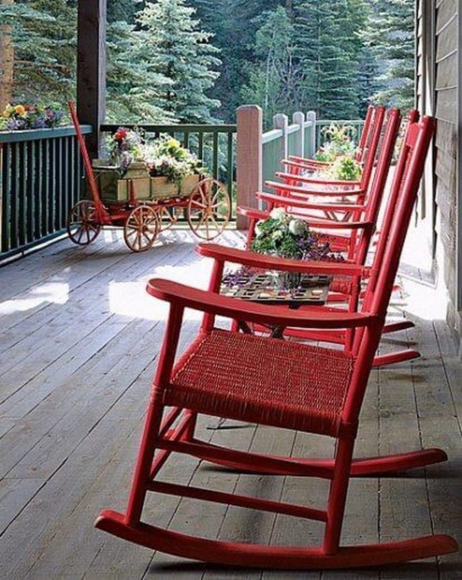 Scarlet Rockers And Garden Cart