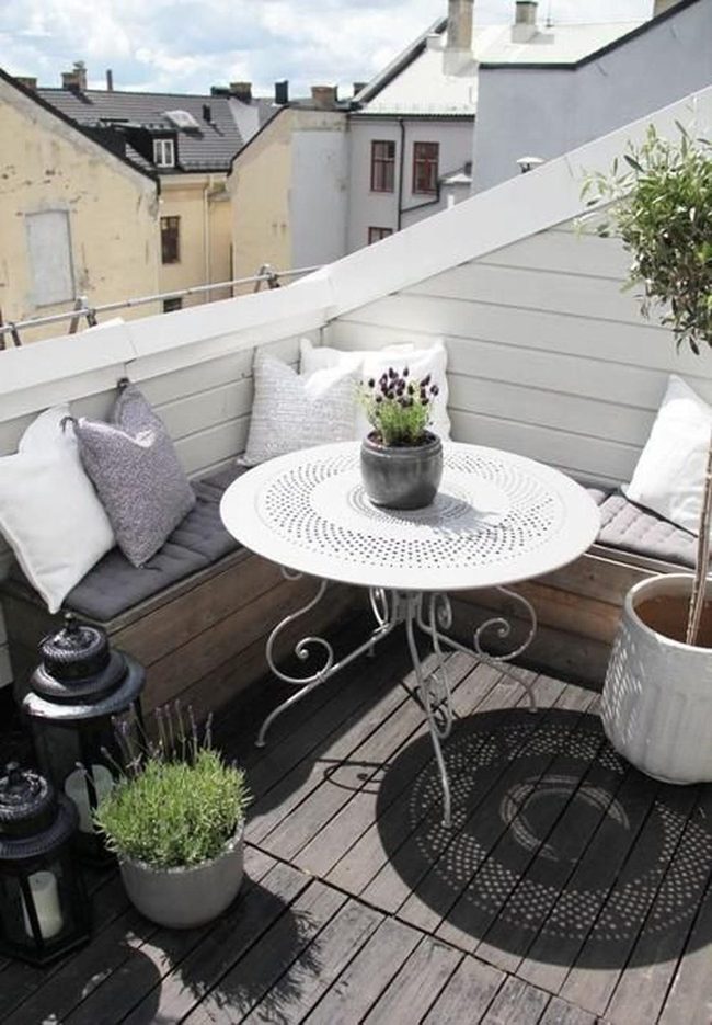White Filigree Table, Gray Wood Serenity