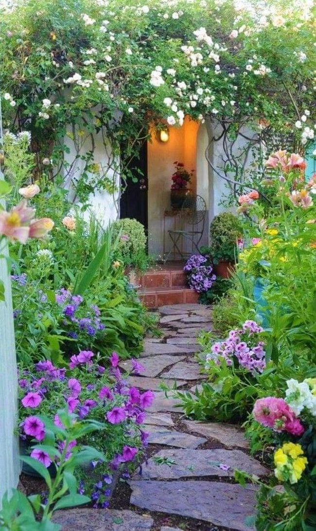 Flowering Vines Frame Lush Pathways